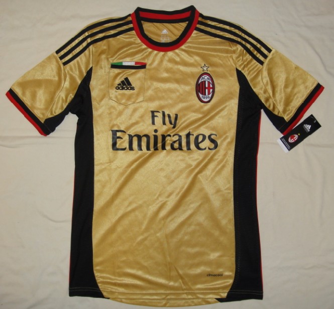 13-14 AC Milan Away Golden Jersey Kit(Shirt+Short) - Click Image to Close